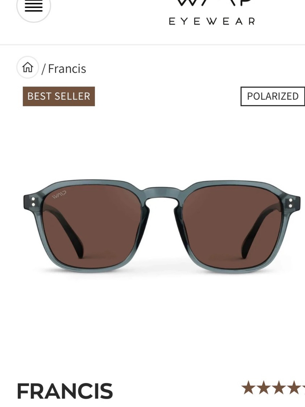 Francis Polarized Sunglasses — Slate Gray Frame with Brown Lenses